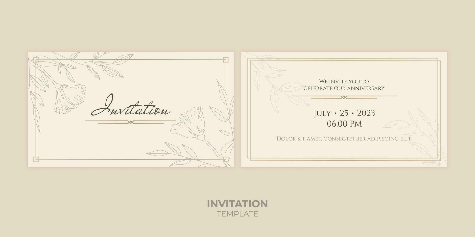 elegante oro Boda invitación diseño con floral modelo. lujo vector ilustración para tarjetas, pancartas, y más. moderno y decorativo