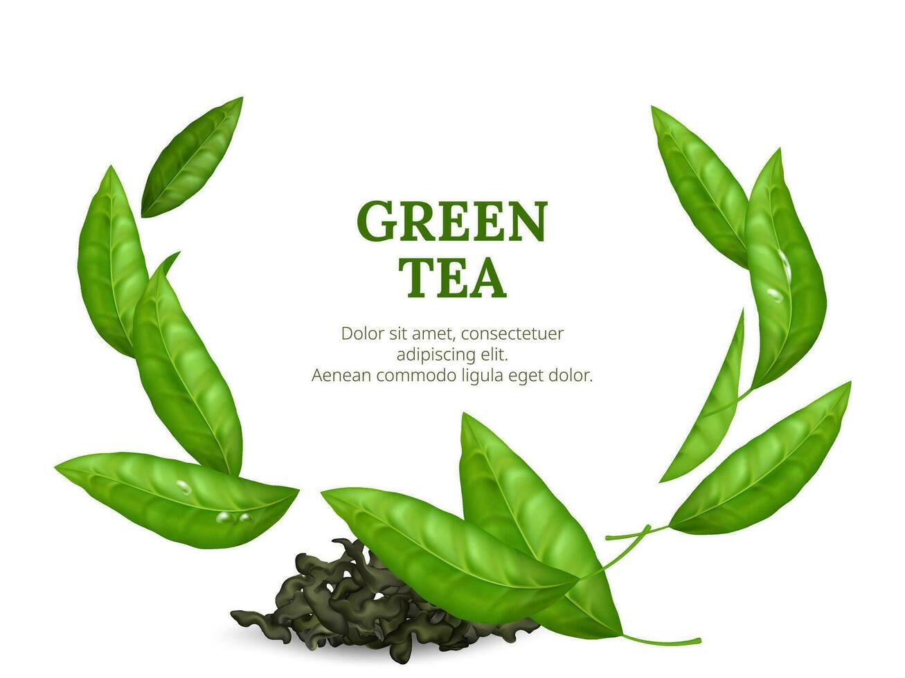 A heap of green tea dry leaves with realistic and detailed design. The fresh and organic elements are perfect for designs related to nature, health, and beverages. vector