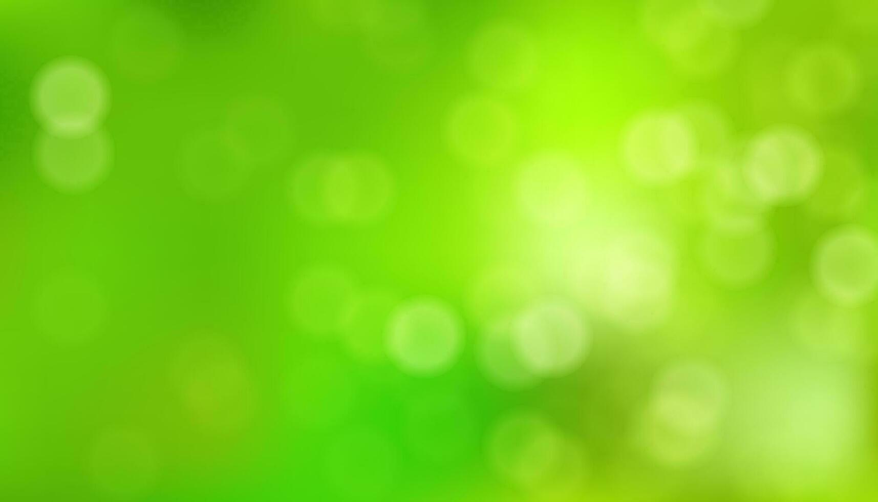 Abstract green bokeh background with soft glowing circles. Bright and vibrant vector illustration for summer and nature designs. Soft and defocused effect for wallpapers, backdrops