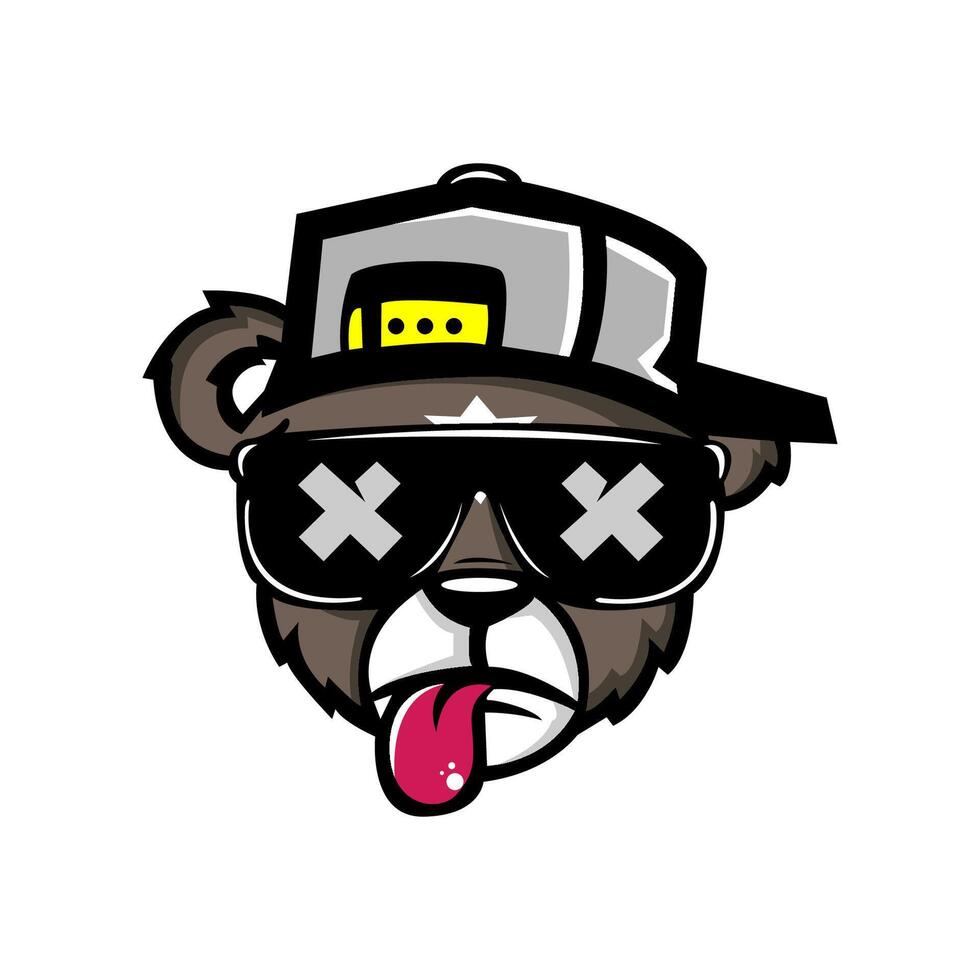 Vector illustration of a dog character wearing glasses and a hat