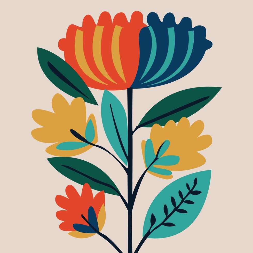 Vector abstract flower floral posters in matisse minimal style modern art wall decor