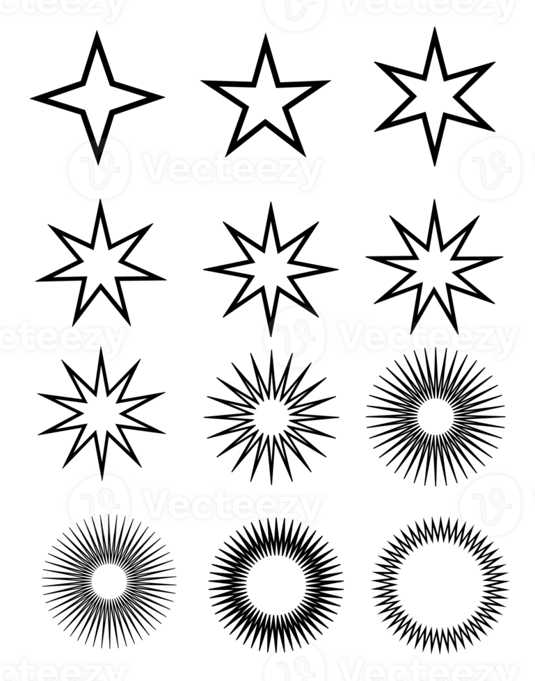 étoile Icônes collection isolé plus de transparent arrière-plan, png illustration