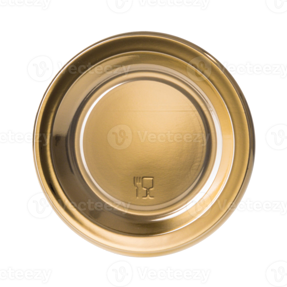 Round golden plate, tray pattern isolated over transparent background png illustration