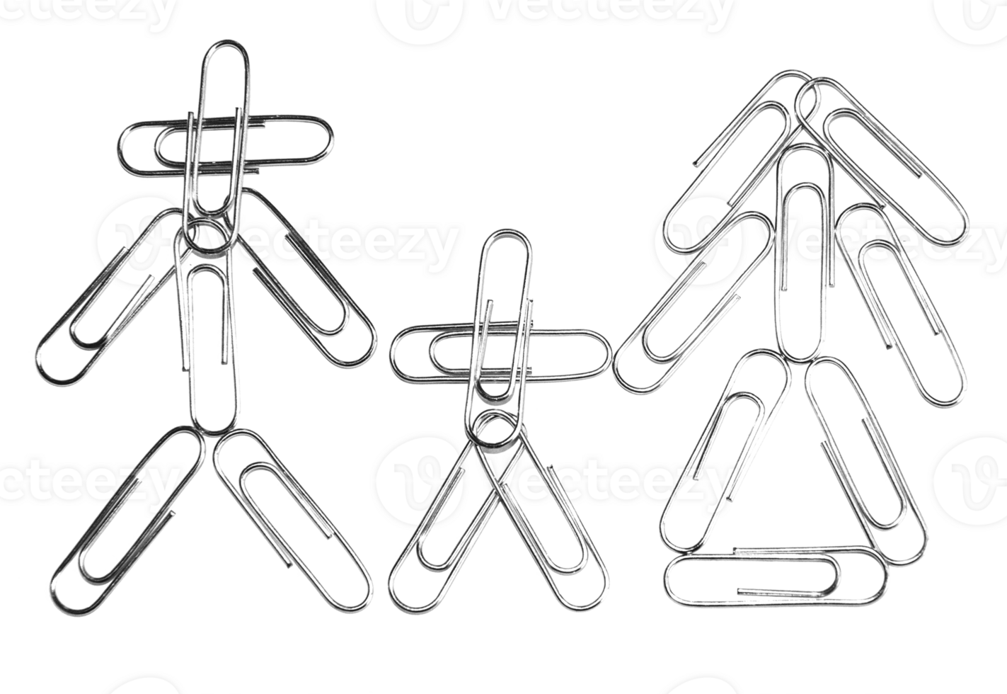 Happy family made of paperclips isolated over transparent background png illustration