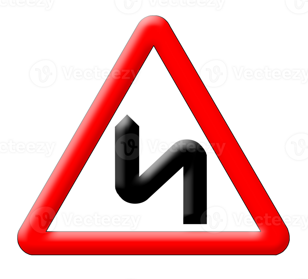 Bend road traffic sign isolated over transparent background png