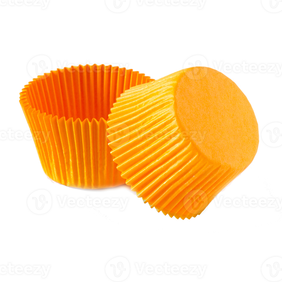 Paper baking forms for muffins isolated over transparent background, png illustration