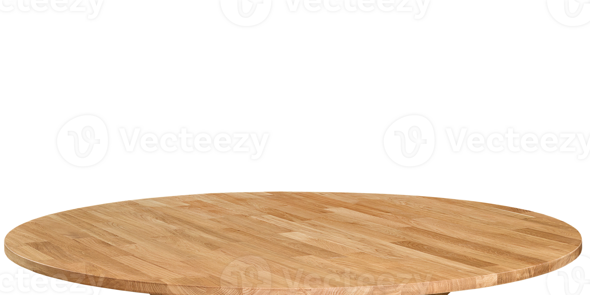 Wooden table top surface isolated over transparent background. 3D solid wood table top close view png illustration