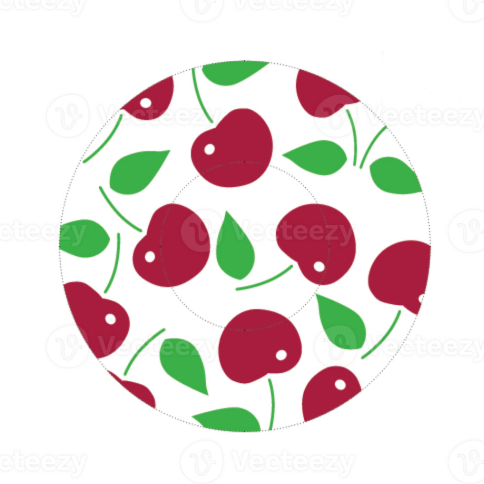 Round icon with cherries pattern png