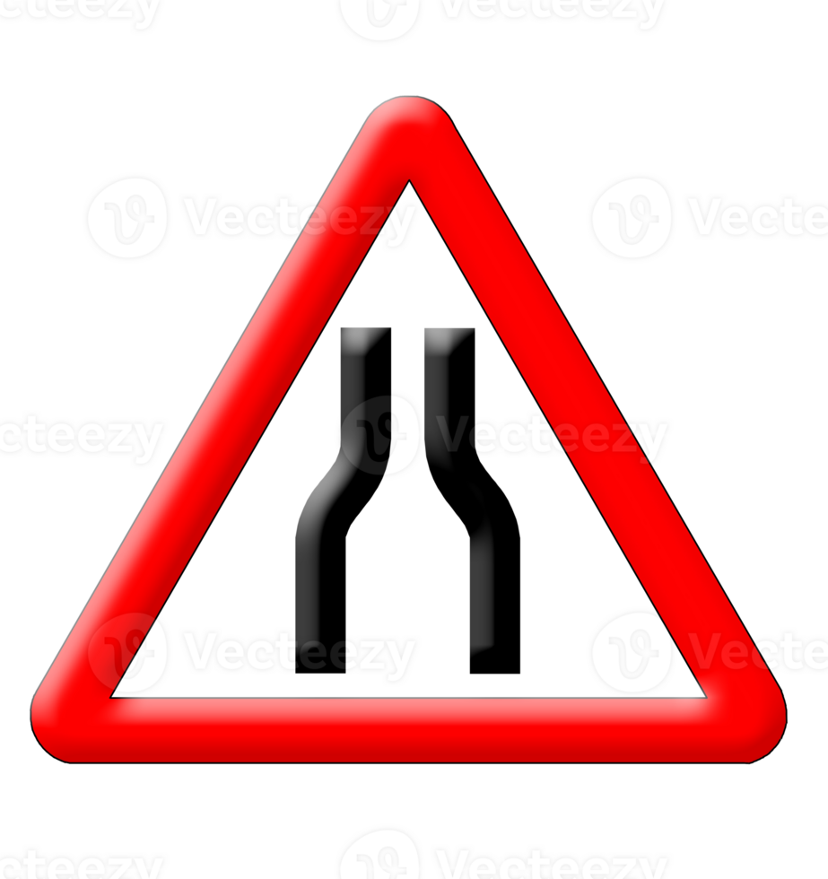 Road narrows traffic sign png