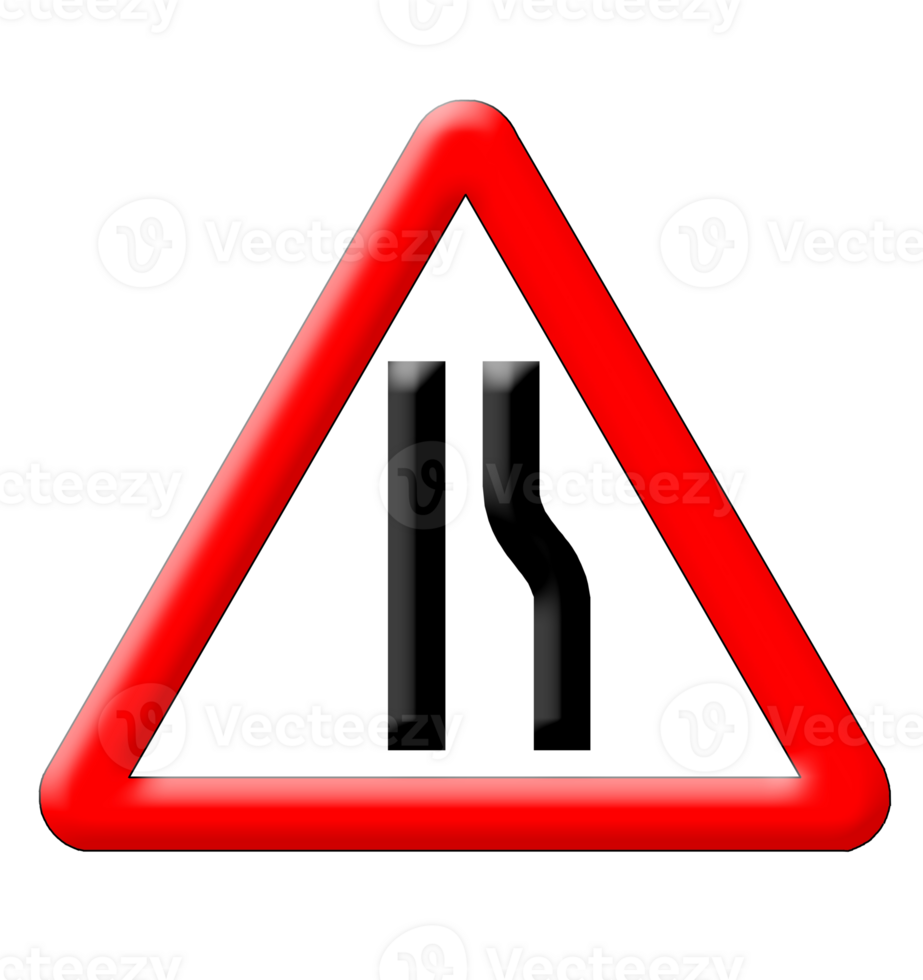 Road narrows traffic sign png