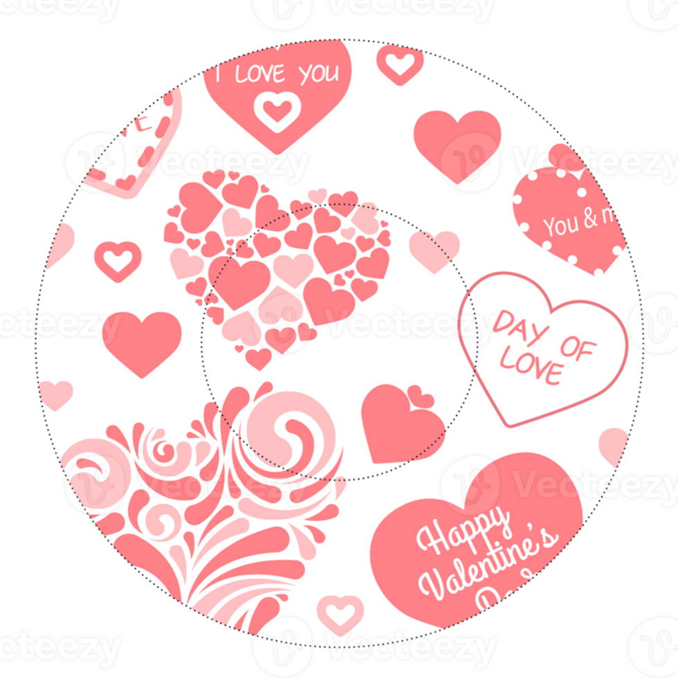 Round icon with hearts pattern, cupcakes form temlpate png
