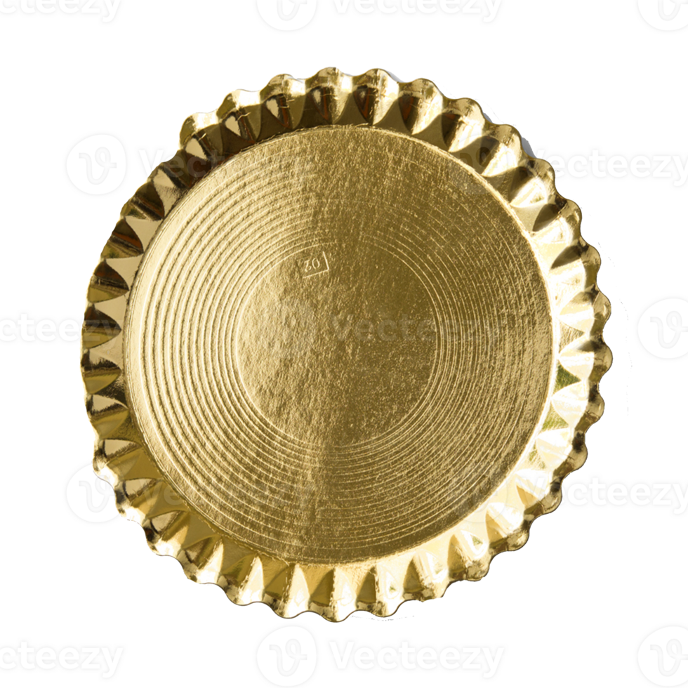 Round golden plate, tray pattern isolated over transparent background png illustration