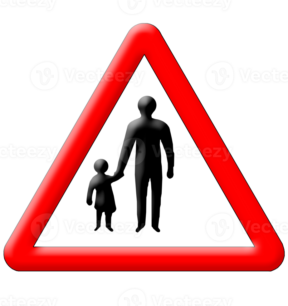 Children with parents crossing traffic sign png