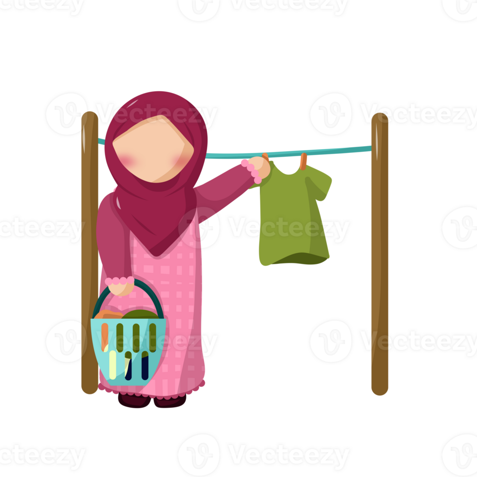 Little girl drying clothes png