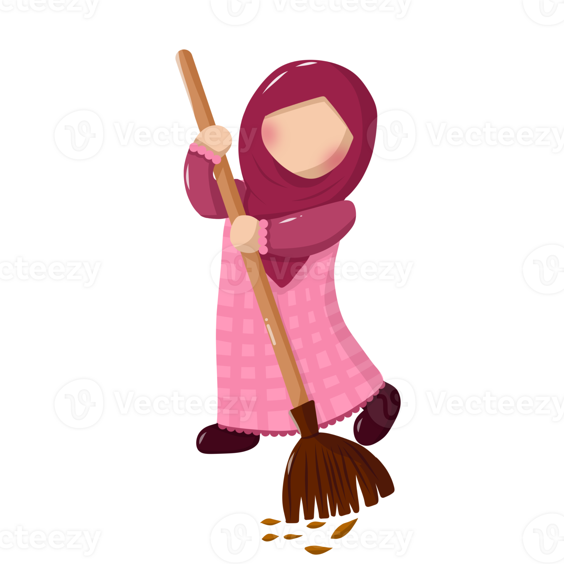 Little girl sweeping trash 27149286 PNG