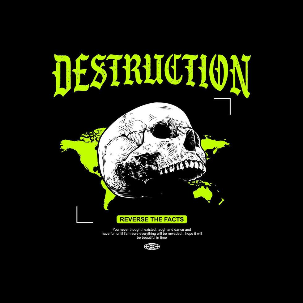 skull design with STREETWEAR style suitable for t-shirt screen printing vector