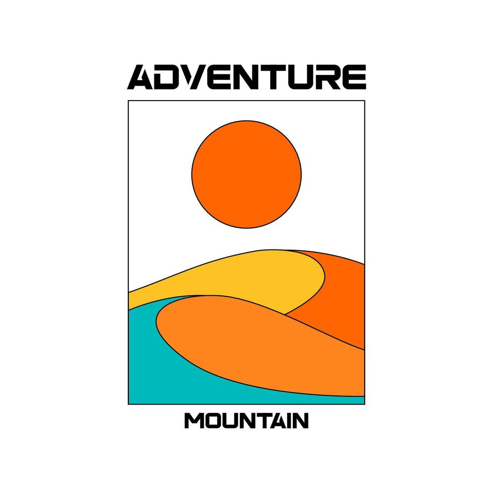 Vector illustration of a hiker climbing to top of mountain
