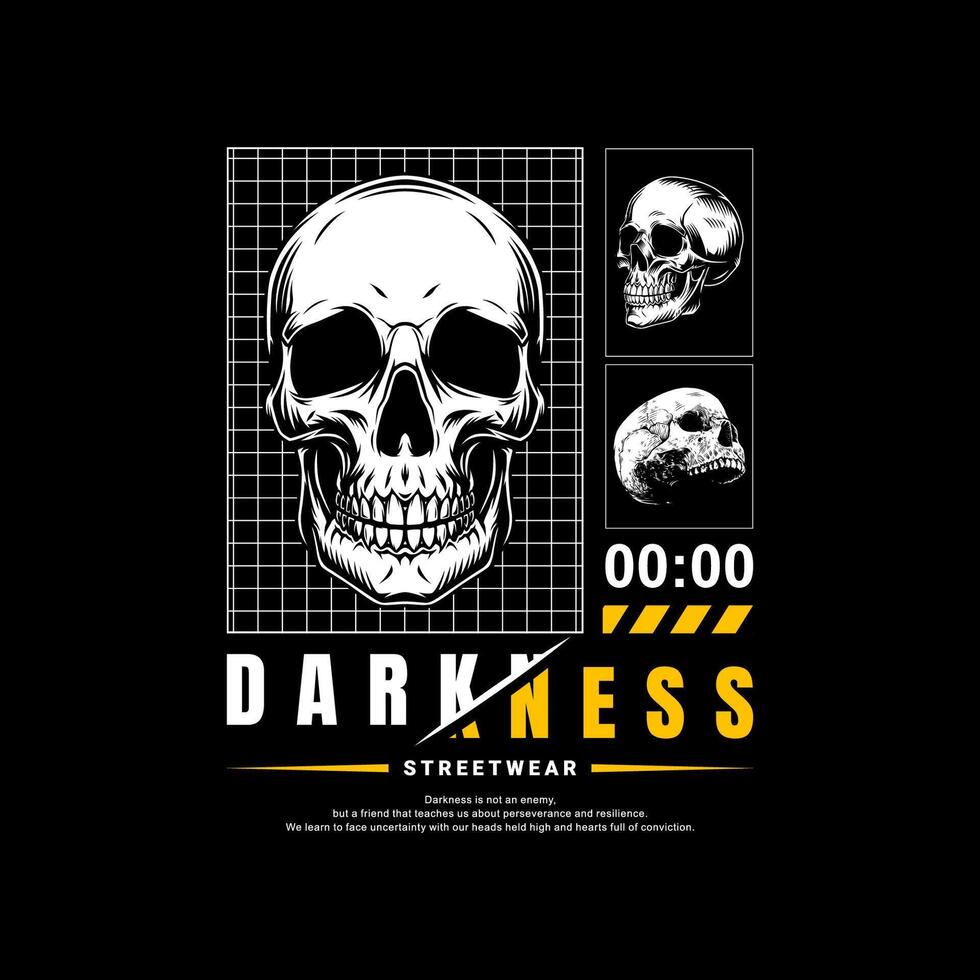 skull design with STREETWEAR style suitable for t-shirt screen printing vector