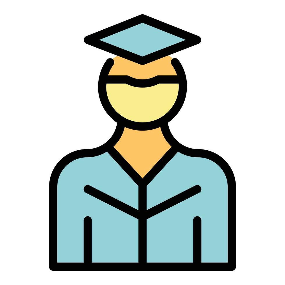 graduación estudiante icono vector plano