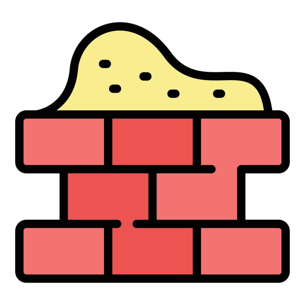 Mortar brick wall icon vector flat