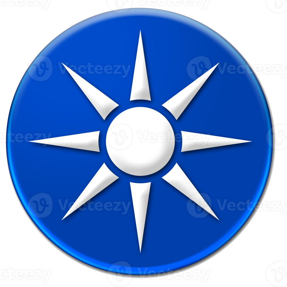 White sun button isolated over transparent background png