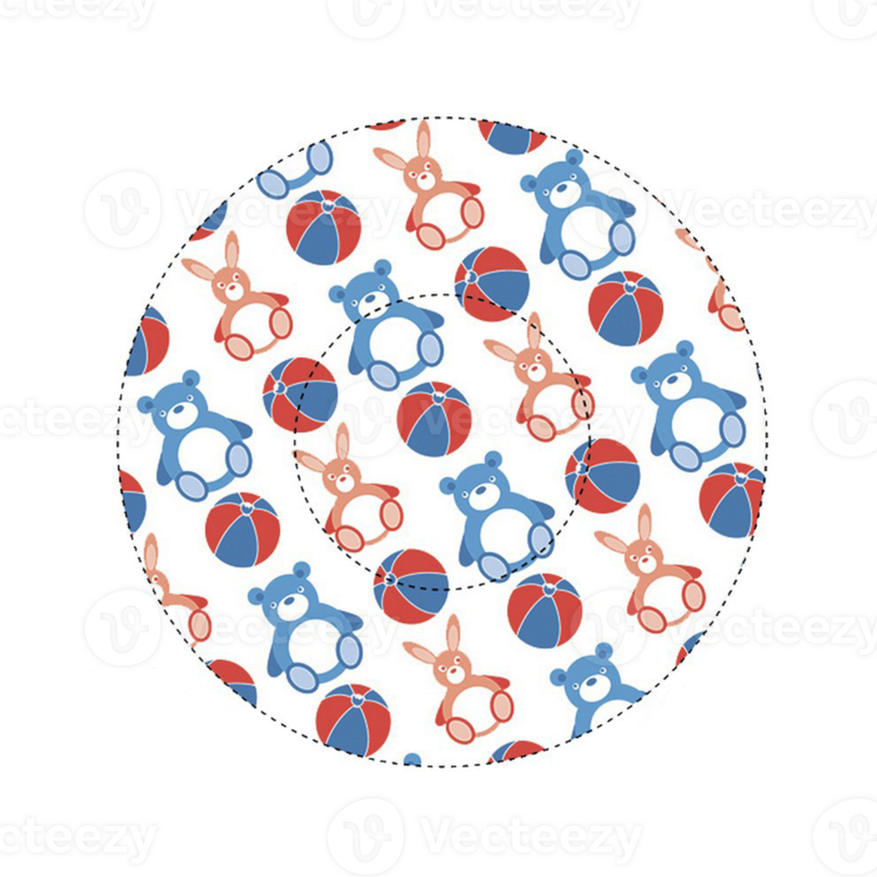 Round icon with bears, rabbits and bunnies pattern png