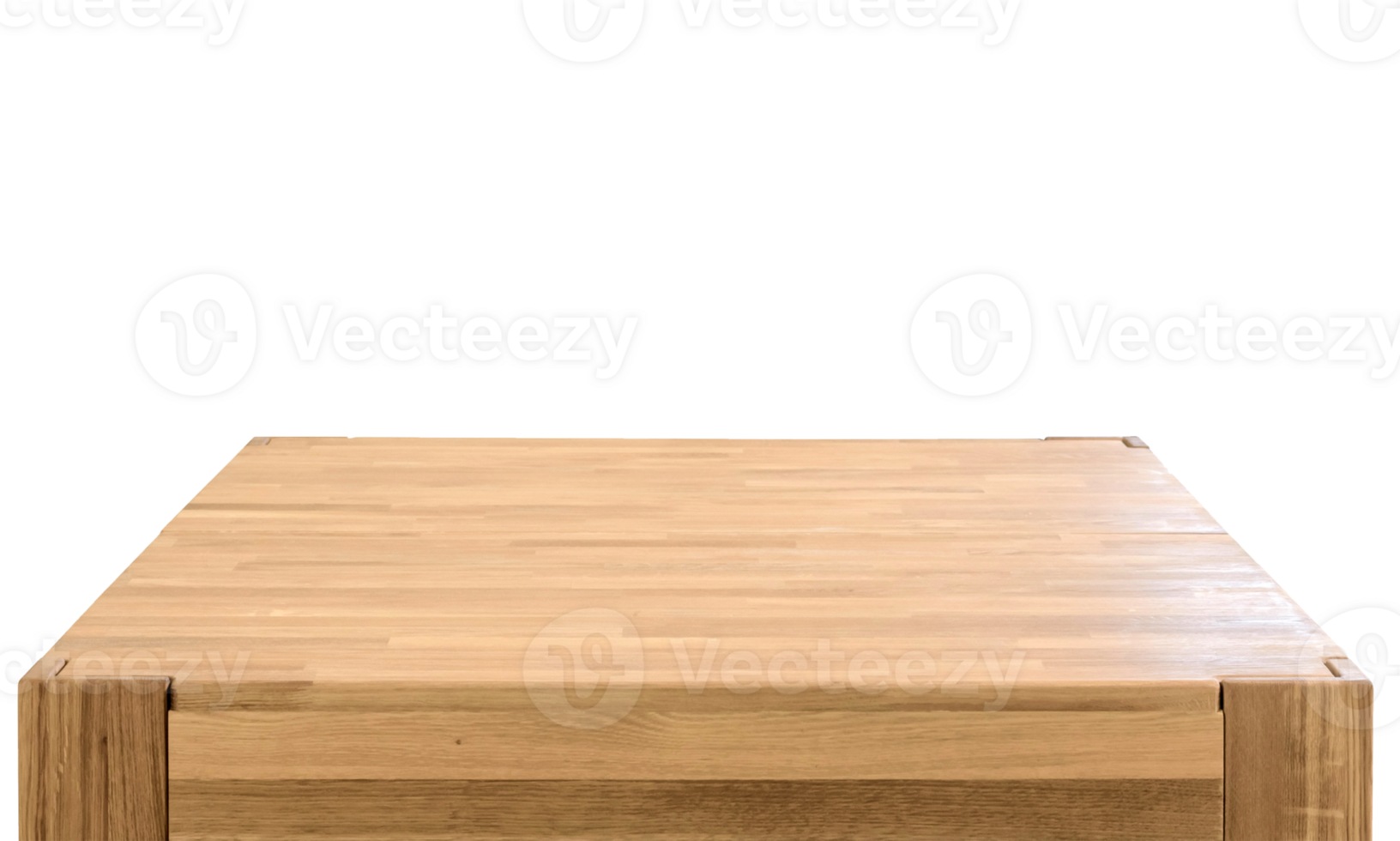 Wooden table top, dinner table surface isolated over white background photo. Natural wood furniture close view png