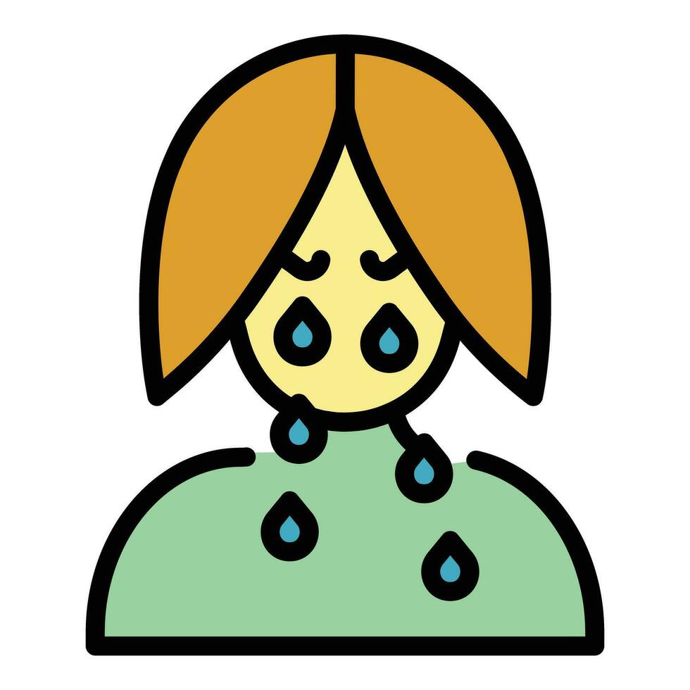 Girl crying icon vector flat