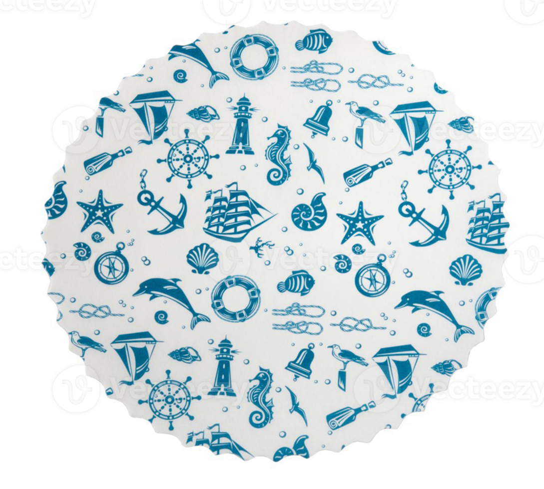 Round paper confectionery napkin with sea life pattern png