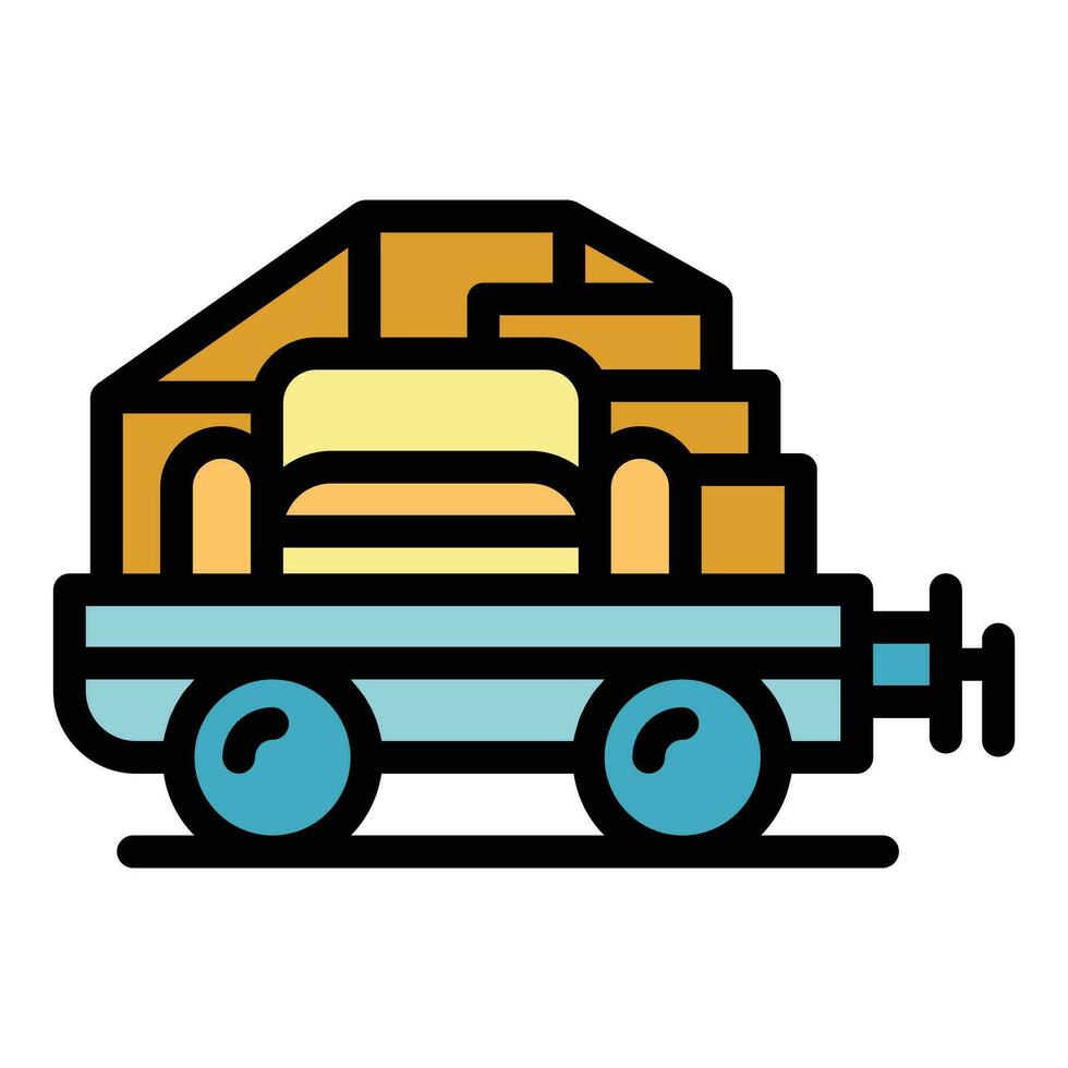 Airport baggage cart icon vector flat