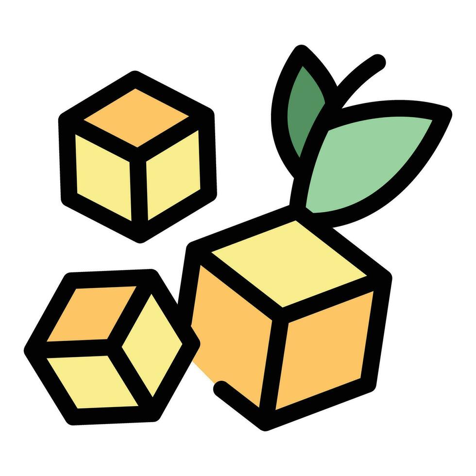 Sugar cube stevia icon vector flat