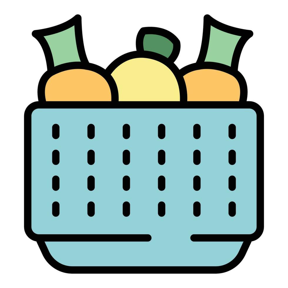 Full colander icon vector flat