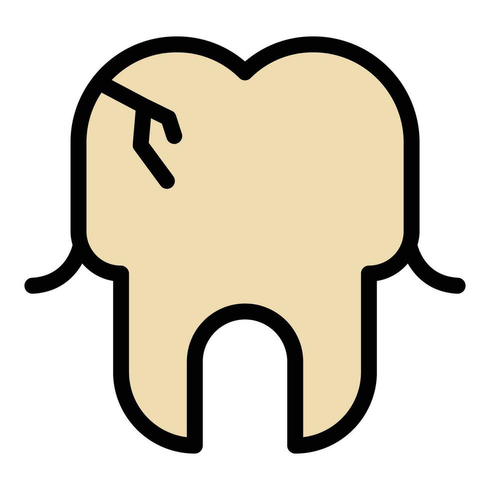 Cracked tooth icon vector flat