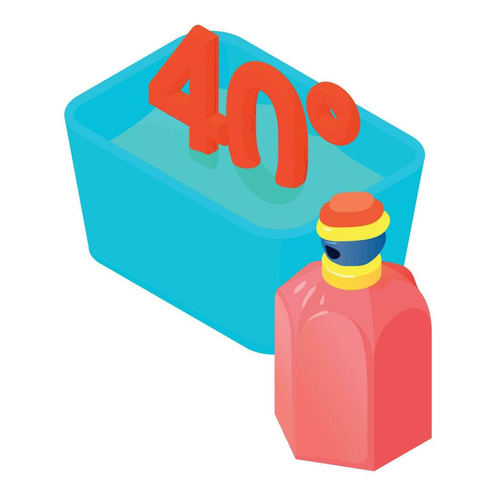 Quick wash icon isometric vector. Basin of water forty degrees and perfume icon vector