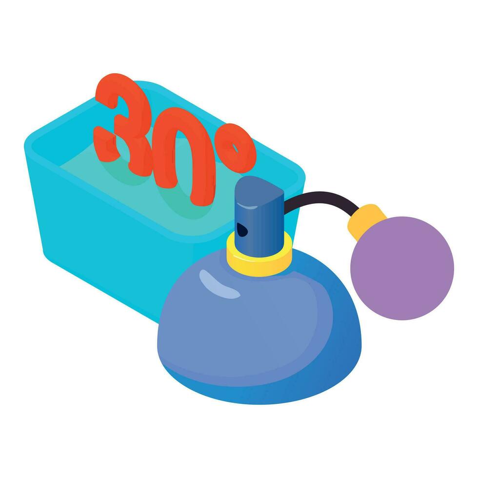 Delicate wash icon isometric vector. Basin of water thirty degrees and perfume vector