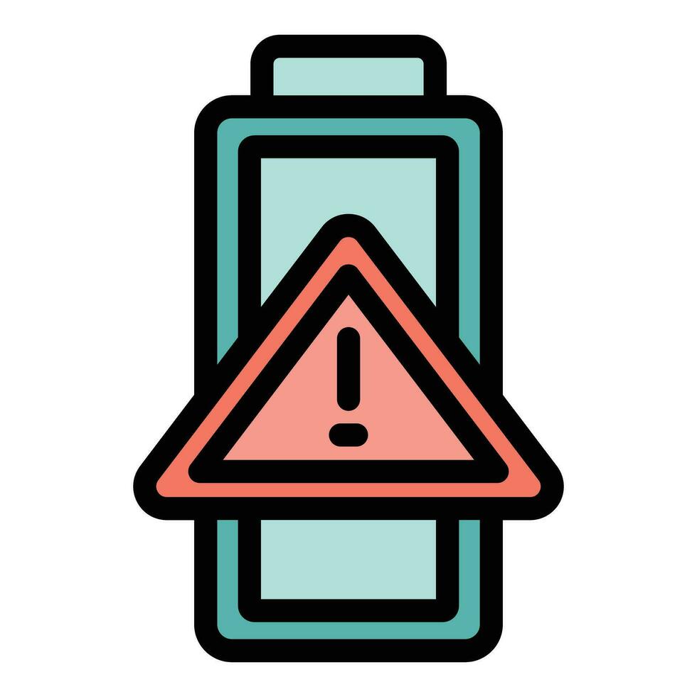 Attention battery icon vector flat