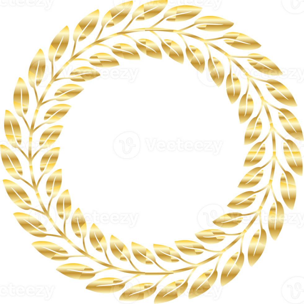 Luxury Gold Leaves Circle Laurel Wreath 27150837 PNG