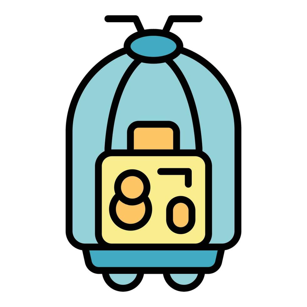 Tourist luggage trolley icon vector flat