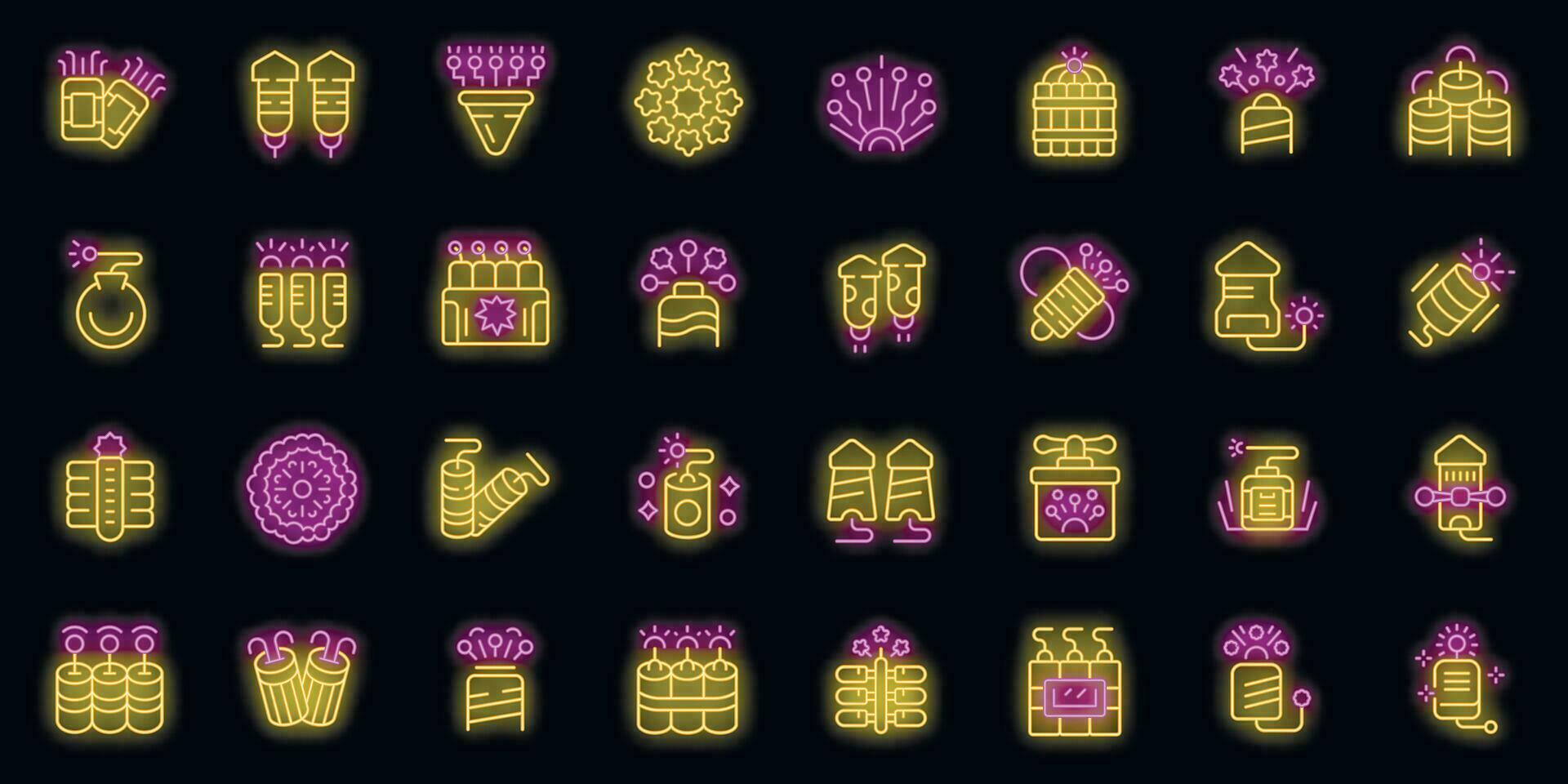 Petard icons set vector neon