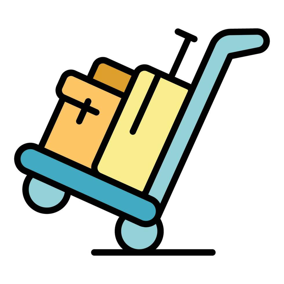 Travel bag cart icon vector flat