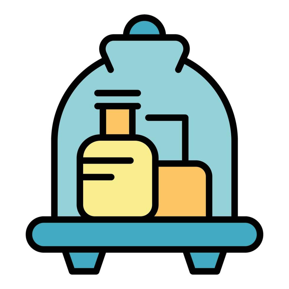 Large luggage trolley icon vector flat