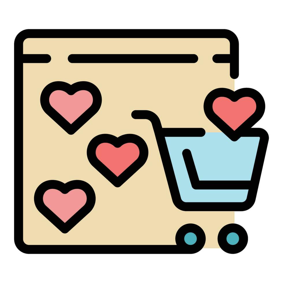 Web favorite cart shop icon vector flat