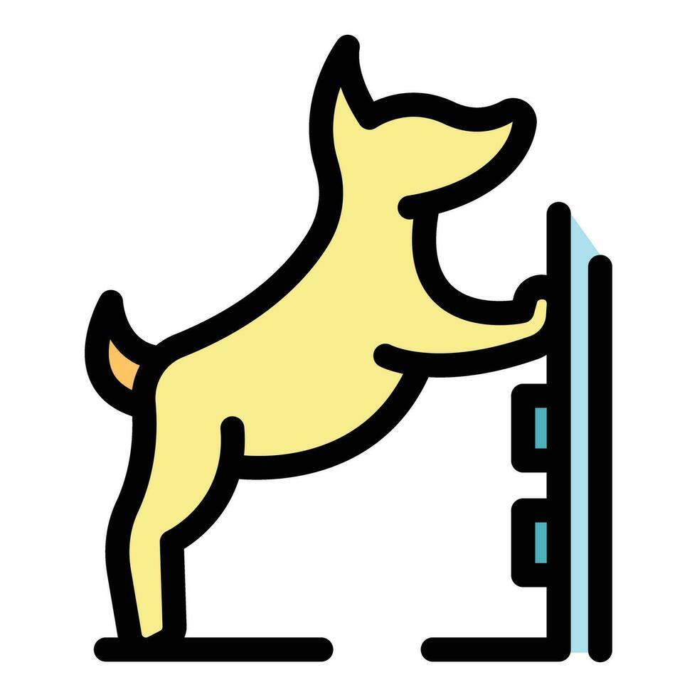 perro esperando caminar icono vector plano