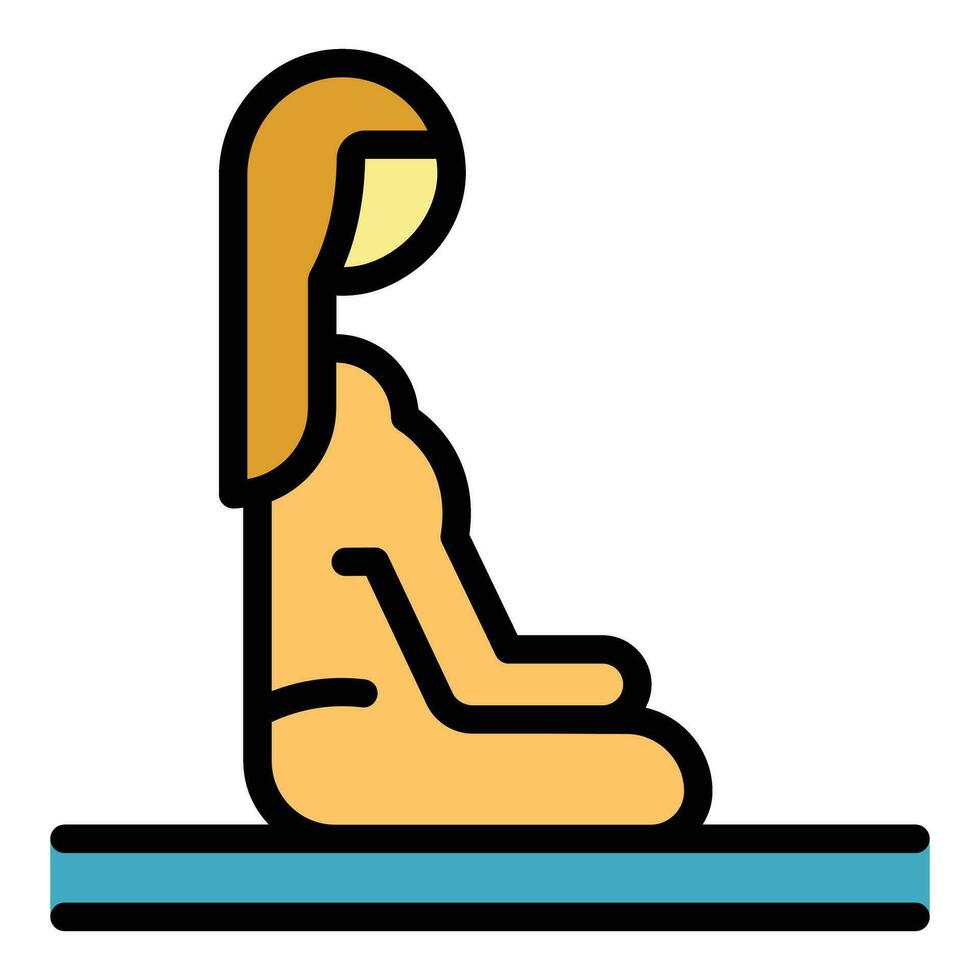 niña meditación icono vector plano