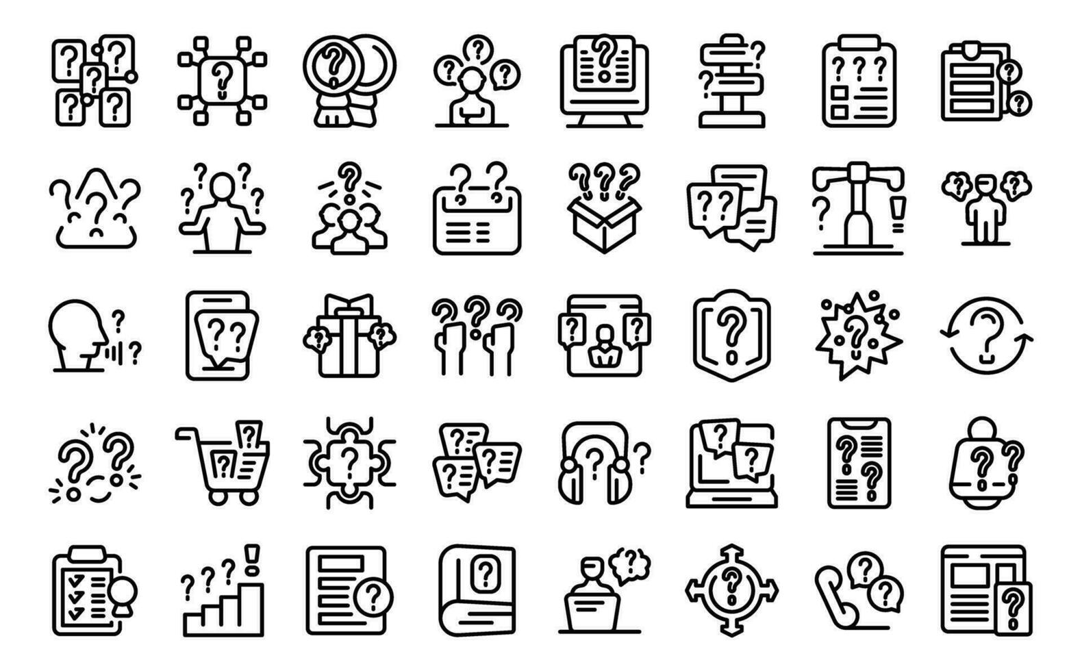 Asking a question icons set outline vector. Post chat vector