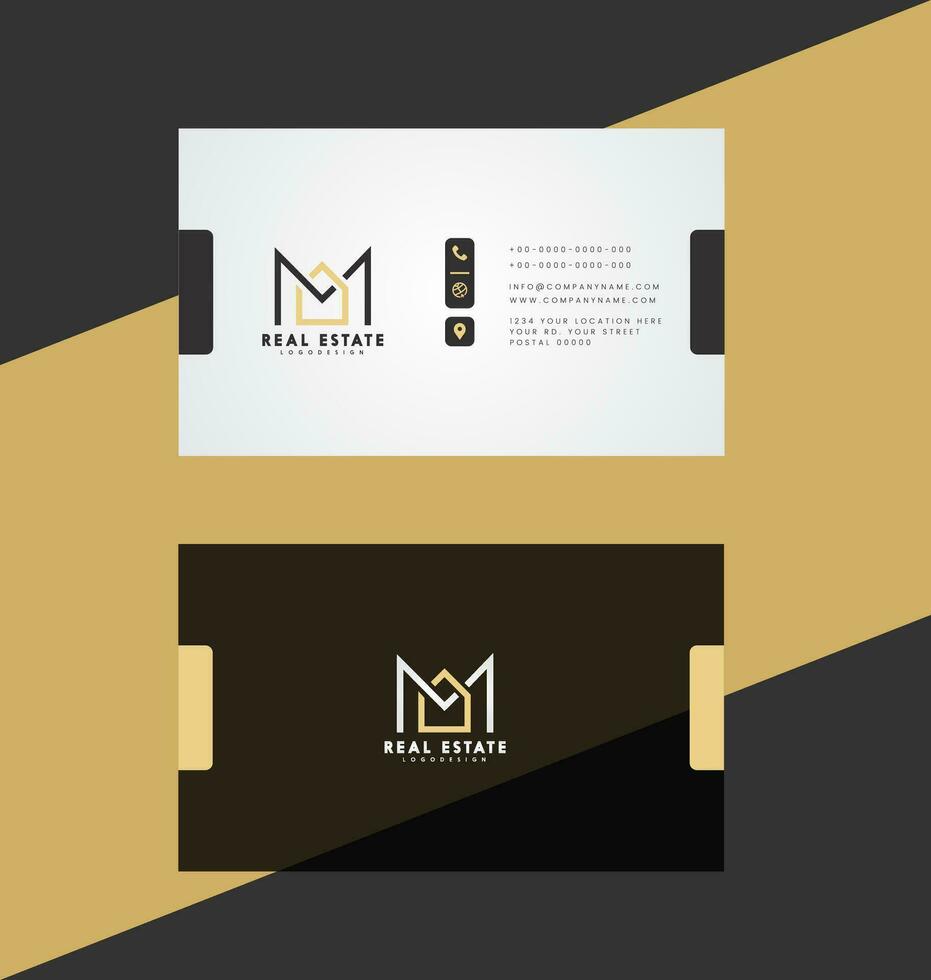 Business card template elegant contrast plain modern design vector