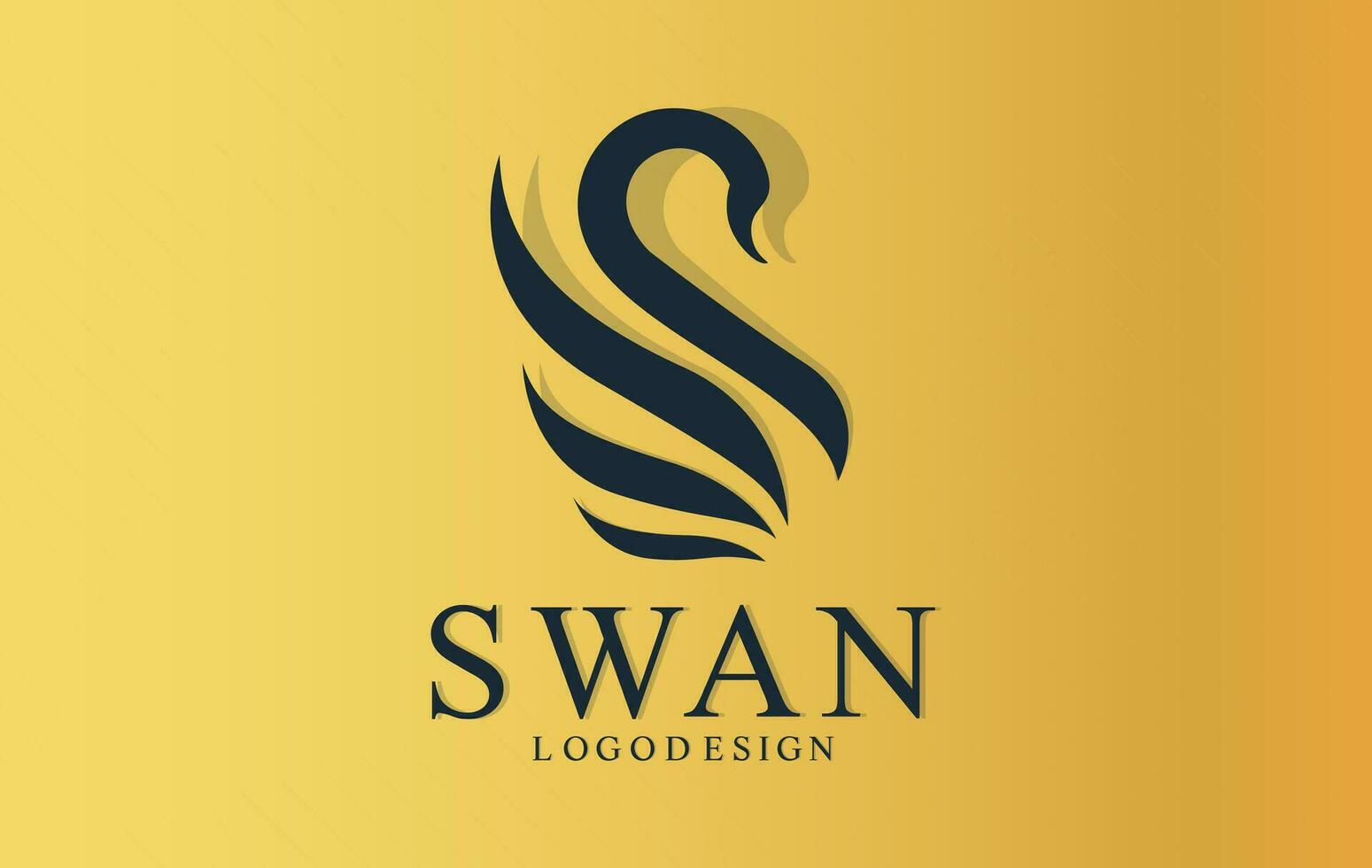 Luxury golden premium swan logo vector