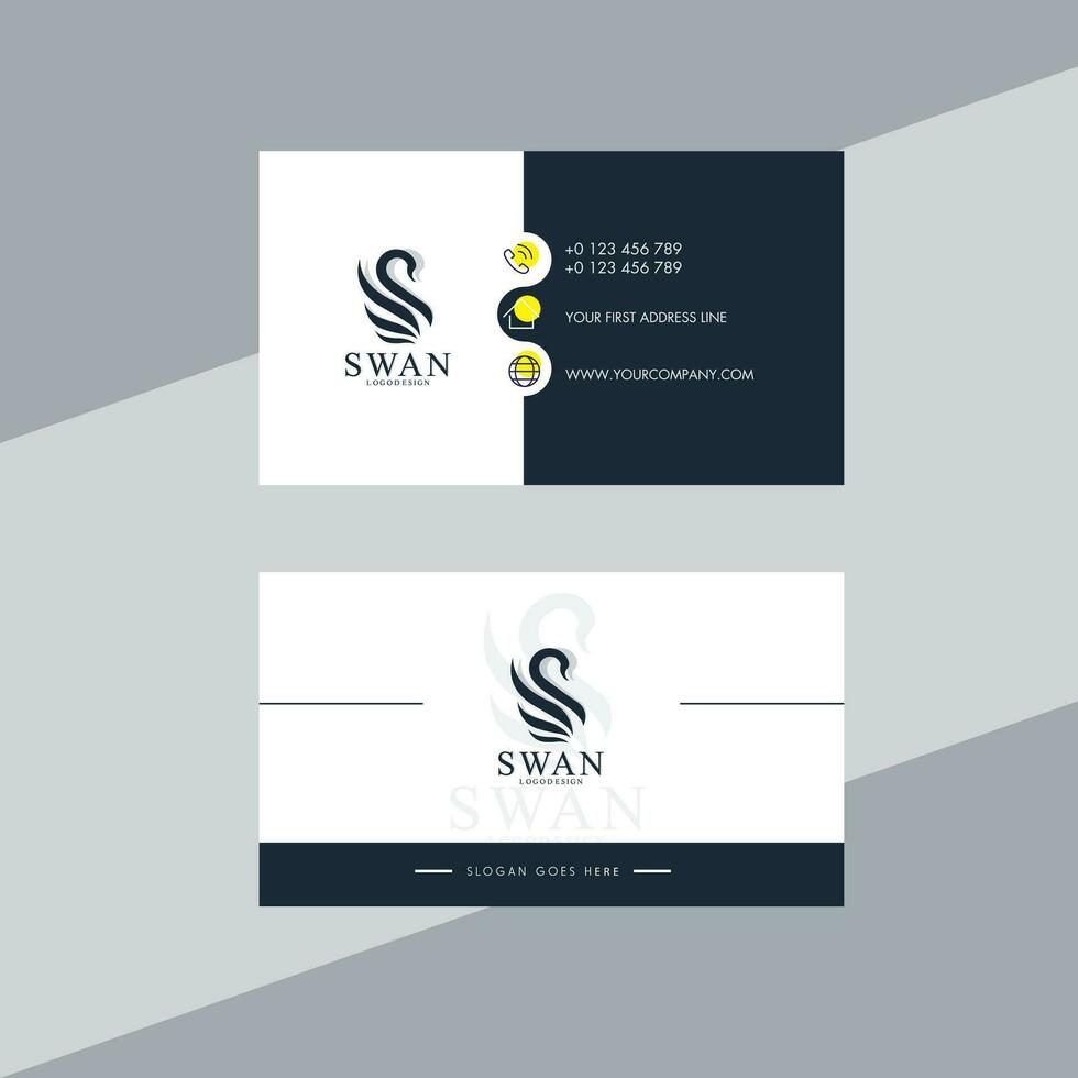 Business card template elegant contrast swan logotype vector