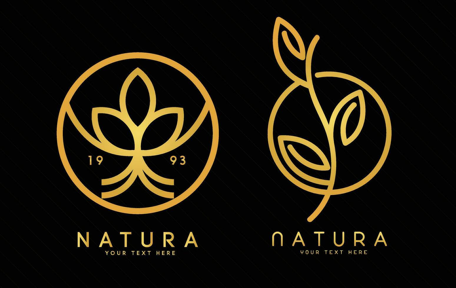 Luxury golden premium natural tree logo vector