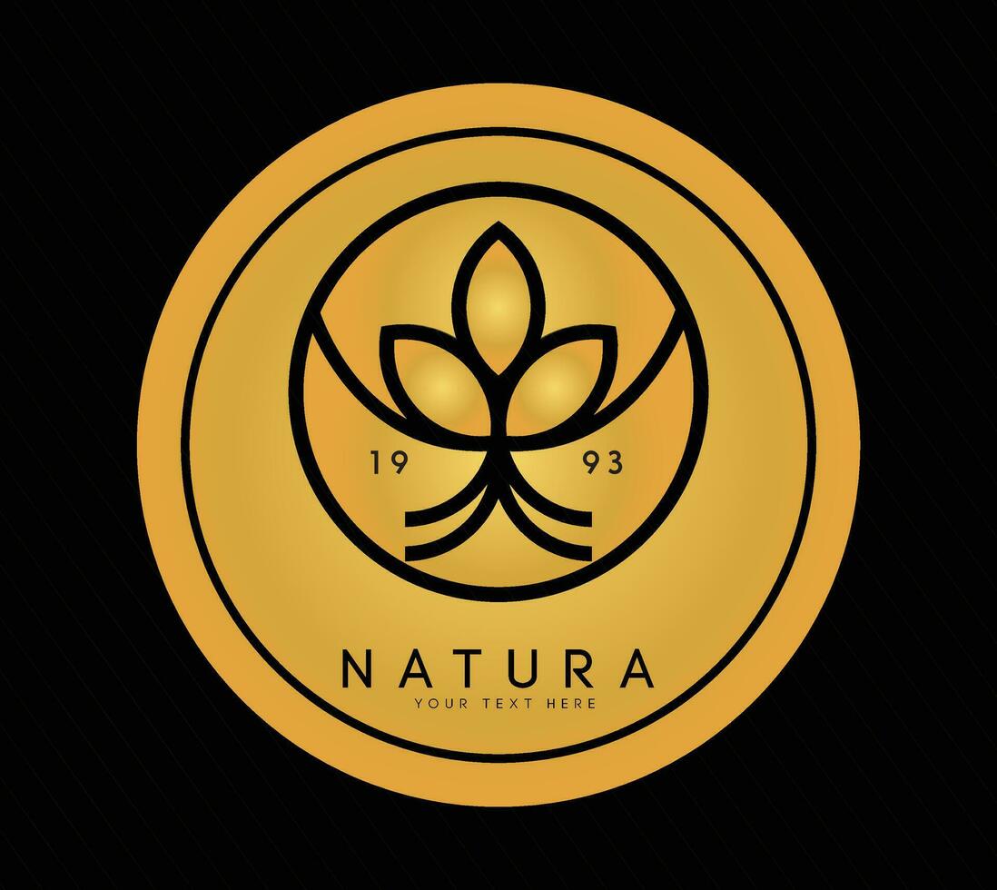 lujo dorado prima natural árbol logo vector